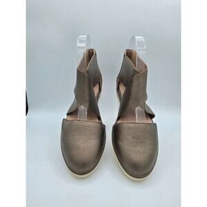 Eileen Fisher Leather  Flats Womens 6.5 Bronze Metallic  Comfort Shoes NEW
